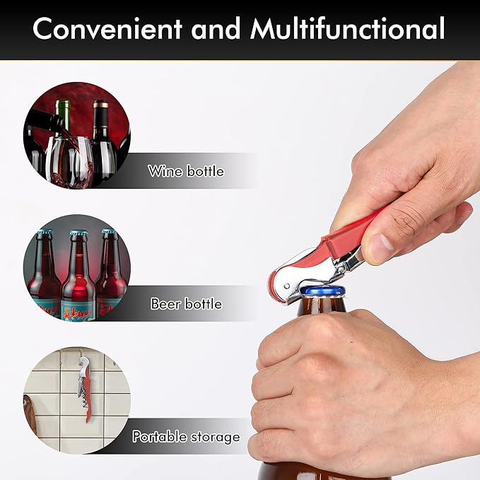Professional Waiter Corkscrew Wine Openers Set(2PCS), Heavy Duty Stainless Steel Hinges Wine Key for Restaurant Waiters, Sommelier, Bartenders