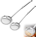 Fine Mesh Stainless Steel Sieve Colander(2 Pack, Large+Small), Mesh Strainer for Cooking Oil, Skimmer Spoon Filte Grease Foam, Food Strainer Kitchen Gadgets