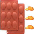 2 PCS Silicone Madeleine Pan, 9 Cavity Madeline Baking Pan, Shell Shaped Cookies Cake Pan