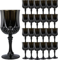 Plastic Wine Glasses, Plastic Goblets Vintage Style Cordial Unbreakable Drinking Glasses, Reusable Drinkware for Wedding Reception, Grand Event Party Supplies (24, Black)