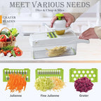 Dewpeton Pro-Series 16-in-1 Mandoline Slicer & Spiralizer, Veggie Chopper with Container for Onion Salad & More