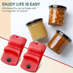 2 Pack Canning Jar Opener with Magnets, Mason Jar Opener For Canning Lids, Regular and Wide Mouth Lids, Powerful Magnet for Easy Refrigerator Storage, Releases Vacuum Seal– Patent Pending(Red)