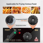 ROVSUN 11.4QT Electric Deep Fryer with Basket & Lid, 1700W Commercial Deep Fryer w/Adjustable Temperature Stainless Steel French Fryer for Home and Commercial Kitchens