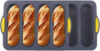 4-cavity Silicone Bread Loaf Pan, Nonstick Sourdough Loaf Pan & Heat Resistant Baguette Bread Pan, Bread Pans for Homemade Bread, Silicone Molds for Baking Hoagie Rolls, Sandwich, Hot Dog Buns