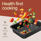 Bakken 4-Piece Bakeware Sets, Nonstick Carbon Steel Baking Sheet, Stackable Space-Saving Bakeware, Dishwasher Safe, Stain-resistant, PFOA, PFOS, & PTFE Free, Oven Safe Up To 450°F, Gray Marble