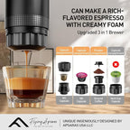 APSARAS USA Portable Coffee Maker for Travel, Portable Espresso Maker, 20 bar Mini Espresso Machine, 3in1 Travel Coffee Maker with Ground Coffee & Capsule(Ns&DG) for RV, Camping, Car