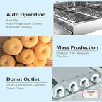 Kolice Commercial Mini Donuts Making Machine Frying Donuts Makchine - 4-Rows Production, 5.5L Hoppers, 1,800 Pcs Per Hour, Auto Counting, Timer and Temperature Control