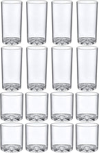 Amazing Abby - Liberty - 12-Ounce and 16-Ounce Plastic Tumblers (Set of 16), Plastic Drinking Glasses, All-Clear Reusable Plastic Cups, BPA-Free, Shatter-Proof, Dishwasher-Safe