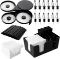 3 Tier Bar Glass Rimmer Bartender Tool Accessories with 12 Pcs Stainless Steel Liquor Pour Spout Garnish Caddy with 6 Compartment and 200 Pcs Napkin,500 Black Cocktail Straws