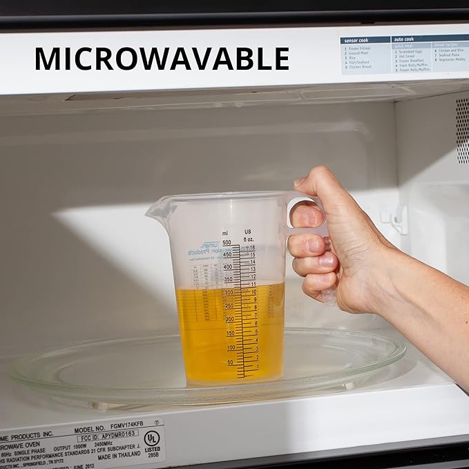 16oz, 1 Pint (2 cup) Measure Pitcher - Convenient Conversion Chart – Multi Purpose Food Grade Great for Cooking, Hobbies, Shop Oil, Fluids, Pool Spa and Lawn with High Chemical Resistance by Turnah