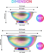 Rainbow Strainer for Kitchen, 5QT, Stainless Steel Colander with Handle for Fruits Vegetables Cooking Food, Dishwasher Safe