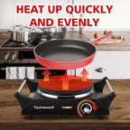 Hot Plate, Techwood Electric Stove for Cooking, 1500W Countertop Single Burner with Adjustable Temperature and Handles, 7.3” Cooktop for RV/Home/Camp, Compatible for All Cookwares Black