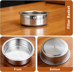 Stainless Steel Coffee Filter, 51mm Double Layer Pressurized Filter Basket Espresso Filter Basket Espresso Machine Parts for Portafilter Coffee Machine(Double Cup)