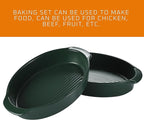 Bruntmor Oval Baking Dish Set for Oven, Durable & Versatile - Ceramic Serving Dishes - Oven Safe Au Gratin Baking Dishes Pans - Ideal for Any Occasions - Housewarming Gift - Set of 2 - Dark Green