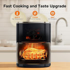 Simple Deluxe 12-in-1 Air Fryer 6.34 Qt, Digital Preset Airfryer with Visible Window, Nonstick and Dishwasher-Safe Basket, Air Fry, Roast, Bake, Dehydrate, Fries, 1700W, Black