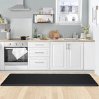 KitchenClouds Kitchen Mat Cushioned Anti Fatigue Rug 17.3"x60" Water Resistant Non Slip Standing Desk Mat Comfort Floor Mats for House Sink Office (Black)