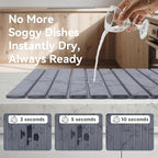 Stone Dish Drying Mat for Kitchen Counter, 24 x 16 inches, Fast Drying Collapsible Dish Drying Mat, Eco-Friendly Absorbent Diatomaceous Earth Mats for Dishes Bottles Cups (Dark Gray)