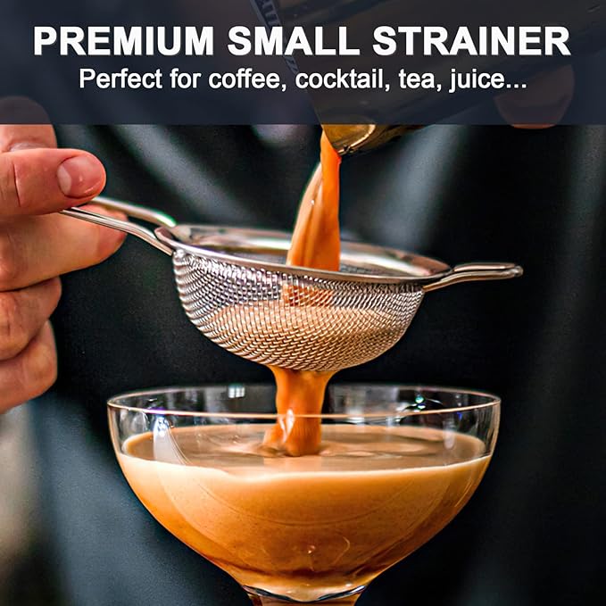 Ydeapi Fine Mesh Small Strainer 2.7 Inch, Metal Mini Sieve with Sturdy Handle, Stainless Steel Strainer for Tea, Juice, Coffee, Matcha Powder, Cocktail, Powdered Sugar