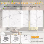 Stone Dish Drying Mat for Kitchen Counter, 24''×15'' Dishes Drying Matt Kitchen Counter, Absorbent Diatomaceous Earth Bath Quick Dry Mats for Tableware, Bottles and Cup (White Marble)