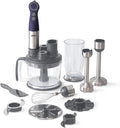 Dash Chef Series Deluxe Immersion Hand Blender, 5 Speed Stick Blender with Stainless Steel Blades, Dough Hooks, Food Processor, Grate, Mash, Slice, Whisk Attachments and Recipe Guide – Midnight