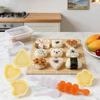 7pcs Rice Ball Mold Kit, Musubi Maker Set Shake Rice Press Roll Shaker Mould Sushi Making Kit with Scoop Kitchen Tools for Lunch Bento and Home DIY