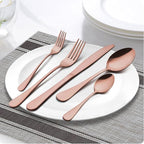 LIANYU 10-Piece Copper Silverware Flatware Set for 2, Stainless Steel Cutlery Set with Knives Spoons Forks, Eating Utensils for Wedding Festival Party, Mirror Finished, Dishwasher Safe