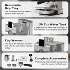 20 Bar Espresso Machine Stainless Steel Espresso Maker with Milk Frother with LED Display, 2 IN 1 Hot& cold brew coffee maker, Coffee Machine 50oz Water Tank, for Home Barista Cappuccino Latte