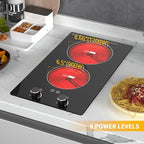 VBGK Electric Cooktop,110V 2400W Electric Stove Top with Knob Control,9 Power Levels, Kids Lock & Timer,LED touch control,Overheat Protection Electric stove,24 Inch desktop 2 burner
