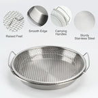Oil Filter Tray, Stainless Steel Mesh Drain Basket Colanders Air Fryer Accessories for Fried Food Draining Rack Barbecue Grill Tray Net Draining Pan Strainer for Vegetable Dessert (8.7 Inch)