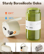 OURCABECUE Upgrade 2 in 1 Oil Sprayer for Cooking, 17oz Light-Blocking Glass Olive Oil Dispenser Bottle for Kitchen,Food-Grade Oil Mister with 8 Stickers for Salad, Frying (Green Bottle-White Gap)