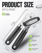 Multifunctional Can Opener Manual, Durable Heavy Duty Handheld Strong Can Opener with Smooth Cutting Edge, Friendly Kitchen Essentials Tool for Seniors, Camping and Bottle Opening-Black