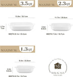 MALACASA Casserole Dishes for Oven, Ceramic Baking Dishes Set of 3, Rectangular Lasagna Pan Deep Baking Pans, Bakeware Sets with Handles Gift Set, White (13.8''/11.7''/9.4''), Series BAKE