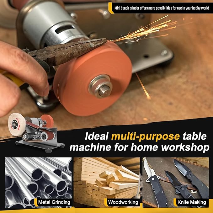 Multifunctional Electric Knife and Tool Sharpener, 7 Adjustable Speed Knife Making Belt Grinder Knife Sharpening System - For Hunting, Serrated & Kitchen Knives, Wood, Plastic, Crafts