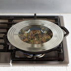 Universal Pans Pots Lid Cover Fit All 8.25 Inch to 12 Inch Pots/Pans/Woks Stainless Steel and Glass Lid with Heat Resistant Knob, Black