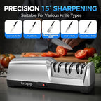 Knife Sharpener Electric for Kitchen - 3-Stage Kitchen Knife Sharpener - 15°Precision Angle Guide Knife Sharpeners - Stainless Steel Grinding Head-Portable and Useful-Fast Sharpening, Repair, Polish