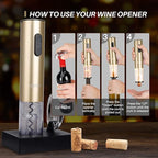 Secura Electric Wine Opener, Automatic Bottle Corkscrew Opener with Foil Cutter, Rechargeable (Champagne Gold)