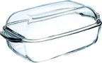 Simax Glass Casserole Baking Dish: Clear Glass Round Casserole Dish with Lid and Handles,Covered Bowl for Cooking, Baking, Serving, Dishwasher, and Oven Safe Cookware – 3 Quart Dish + 2.2 Quart Lid