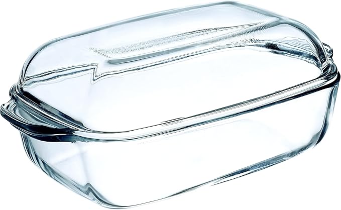 Simax Glass Casserole Baking Dish: Clear Glass Round Casserole Dish with Lid and Handles,Covered Bowl for Cooking, Baking, Serving, Dishwasher, and Oven Safe Cookware – 3 Quart Dish + 2.2 Quart Lid