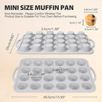 3Pcs Silicone Muffin Pan 6, 12 and 24 Cup with Metal Frame, Non Stick Jumbo Cupcake Pan with Handles, BPA Free Silicon Mini Muffin Tin Regular Tray For Baking,Egg Bites,Mold Light Grey