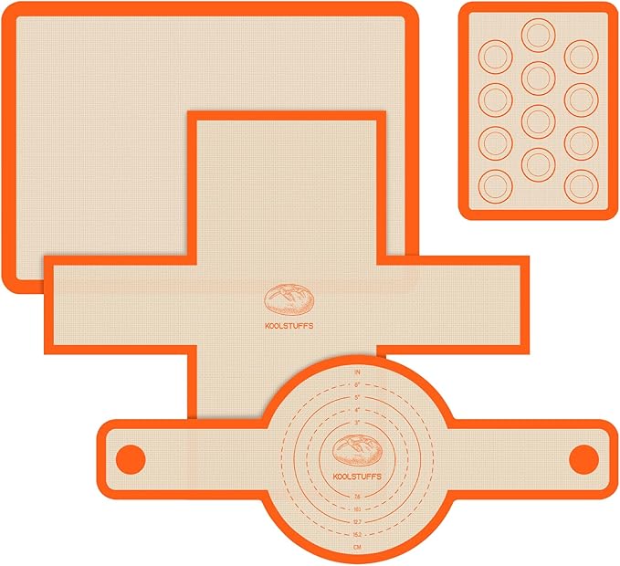 Silicone Baking Mat Set, Reusable Baking Mat, Non-Stick, Food Safe Silicone Mats for Baking, Oven Baking Sheet for Making Cookies, Macaroons, Bread