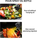 Aovdy 2PCS Oil Sprayer for Cooking 16oz,2 in 1 Olive Oil Dispenser and Oil Sprayer - 470ml Olive Bottle Spray and Pour - Glass Oil Dispenser for Kitchen Cooking Salad BBQ (Light-Proof -Black & Green)