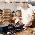Ammeloo 4.5 Qt Non Stick Soup Pot with Lid, Ceramic Stockpot Set, Cooking Pot for All Stovetops, All-in-One Non Toxic Pot for Stews, Soups & Pasta, Easy to Clean, Induction Ready, PFAS Free