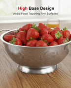 3-Quart Colander for Kitchen, Stainless Steel Colander with Base, Pasta Strainer with Handle, Food Strainer for Spaghetti, Vegetables, Fruit