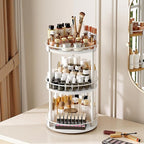 YATINEY Lazy Susan Organizer, Rotating Spice Rack, 3 Tier Spice Turntable Organizer, Industrial Turntable Spice Holder, for Kitchen Countertop and Cabinet, Compact and Versatile, White SR23WW