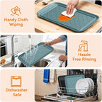 Serving Trays for Party - Set of 6, Large Serving Platters for Raw and Cooked Food, Dishwasher Safe, 17×10.5-inch Stackable Plastic Party Supplies for Grilling, BBQ, Meal Prep (Green, Black)