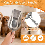 Palksky Dog & Cat Food Scoop, 1 Cup Stainless Steel Pet Food Measuring Cup with Long Handle, Precision Scale, Easy to Clean for Wet or Dry Food, 2 Packs