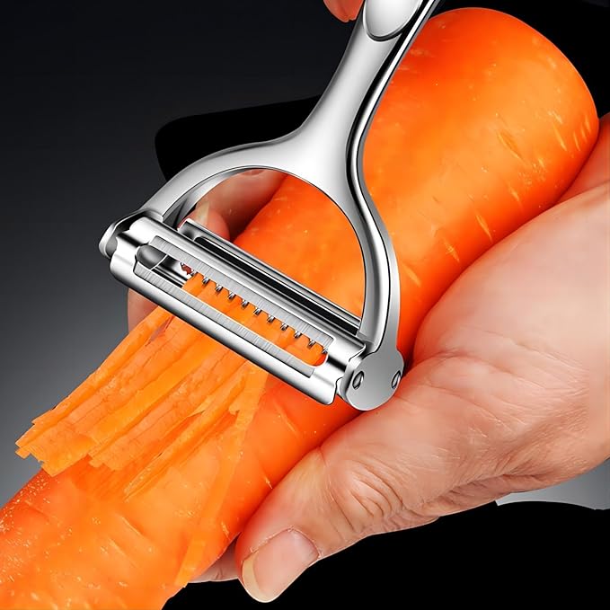 GREATLINK Stainless Steel Dual Blade Vegetable Peeler for Kitchen -Commercial Grade Julienne Cutter, Slicer, Shredder, Scraper -for Carrot Potato Melon Vegetable Fruit -with Sharp Blade, Good Durable