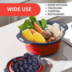Set of 3 Red Silicone Plastic Kitchen Colanders – Folding Sizes Silicone Collapsible Colander Set Red Plastic Foldable Strainer for Pasta Vegetables Camping Kitchen