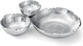 3 Cluster Decorative Bowls Bright Silver Snack Tray Bowl Chip & Dip Serving Piece Strong Brass Centerpiece Beautiful Room Accent & Entertaining Parties Home Decor Wedding Gifts 14.6 Inch Decorative
