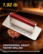 Ultimate Rectangle Griddle Press 1.92LB - 9x4.2 Inch Smash Burger & Bacon Press, Steak Weight & Panini Maker with Beechwood Handle for Versatile Cooking